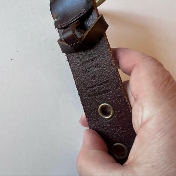 FRYE WOMENS LEATHER BELT WIDE WITH GROMMETS BROWN SIZE 
